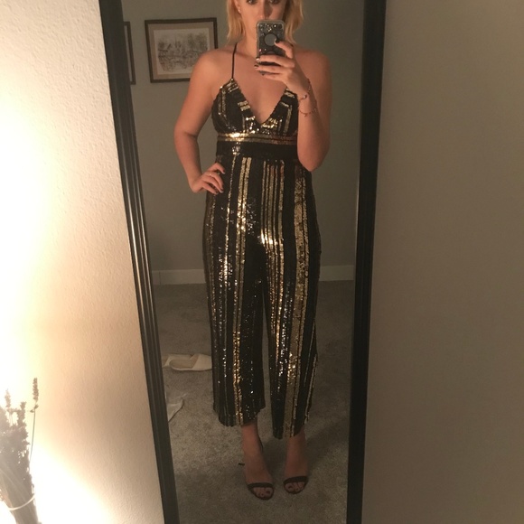 bardot sequin jumpsuit